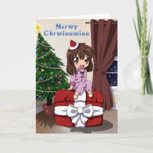 Christmas Chibi Anime Feestdagen Kaart