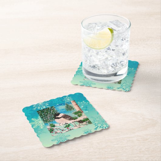 Christmas Chickadee Chatter Bord Kartonnen Onderzetters (Insitu)