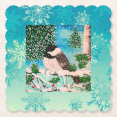 Christmas Chickadee Chatter Bord Kartonnen Onderzetters (Voorkant)