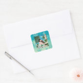 Christmas Chickadee Chatter Bord Vierkante Sticker (Envelop)