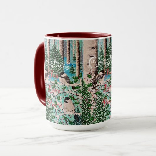 Christmas Chickadee Chatter Mok (Voorkant links)