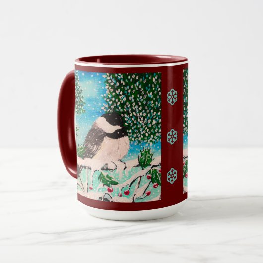 Christmas Chickadee Chatter Mok (Voorkant links)