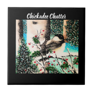 Christmas Chickadee Chatter Tegel Tegeltje
