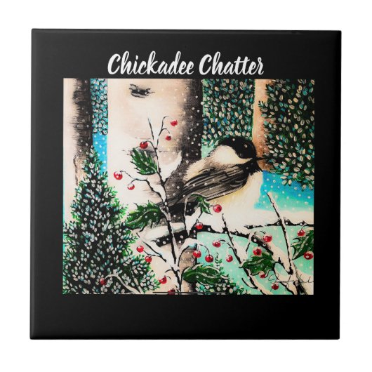 Christmas Chickadee Chatter Tegel Tegeltje (Voorkant)