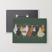 Christmas Chicken Boerderij Lights Dierenvrienden  Button (Voorkant / Achterkant)