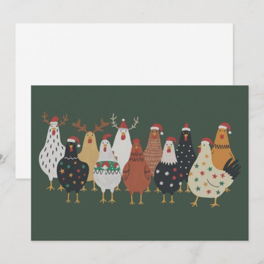 Christmas Chicken Farm Lights Animal Lovers Gift  Feestdagenkaart (Voorkant / Achterkant)
