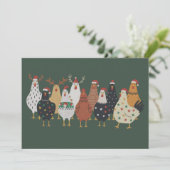 Christmas Chicken Farm Lights Animal Lovers Gift  Feestdagenkaart (Staand voorkant)