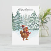 Christmas Chicken Flat Holiday Card Feestdagenkaart (Staand voorkant)