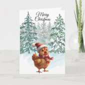 Christmas Chicken Folded Holiday Card Feestdagen Kaart (Voorkant)