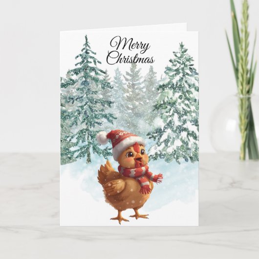 Christmas Chicken Folded Holiday Card Feestdagen Kaart (Voorkant)