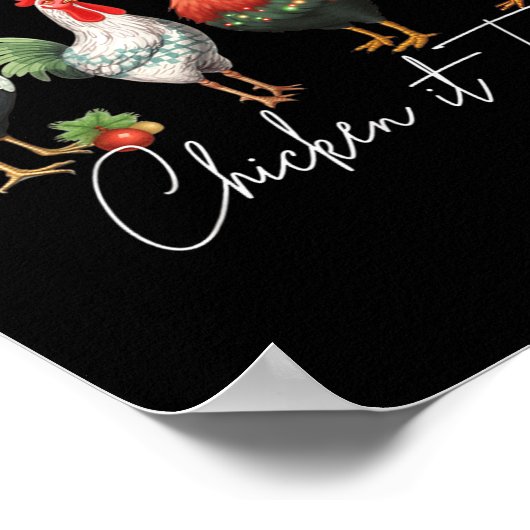 Christmas Chicken Lover Xmas Santa Hat Funny Farm  Poster (Hoek)