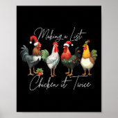 Christmas Chicken Lover Xmas Santa Hat Funny Farm  Poster (Voorkant)