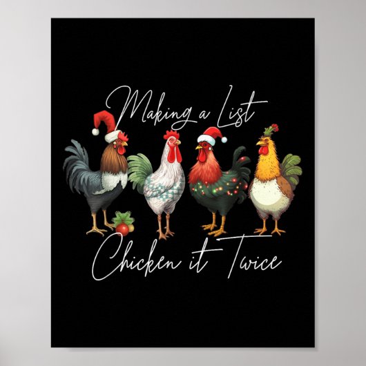 Christmas Chicken Lover Xmas Santa Hat Funny Farm  Poster (Voorkant)