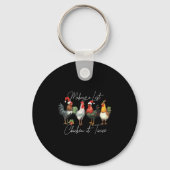 Christmas Chicken Lover Xmas Santa Hat Funny Farm Sleutelhanger (Voorkant)