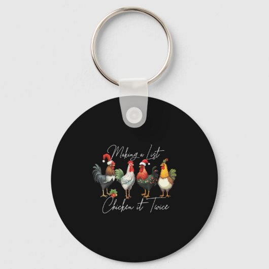 Christmas Chicken Lover Xmas Santa Hat Funny Farm  Sleutelhanger (Voorkant)