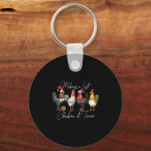 Christmas Chicken Lover Xmas Santa Hat Funny Farm  Sleutelhanger (Voorkant)
