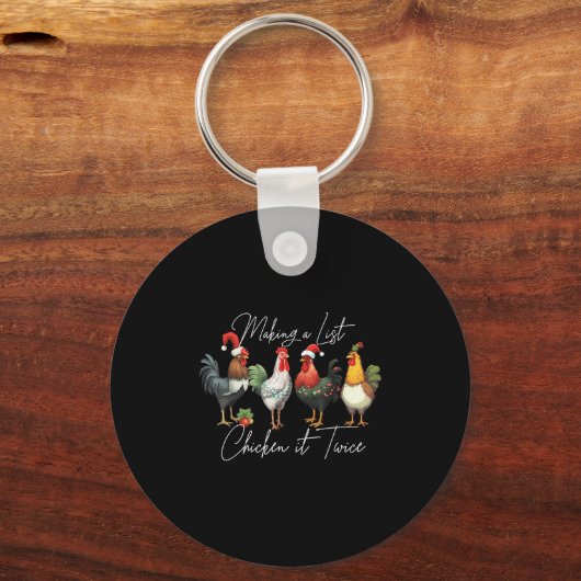 Christmas Chicken Lover Xmas Santa Hat Funny Farm  Sleutelhanger (Voorkant)
