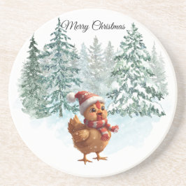 Christmas Chicken Sandstone Coaster Zandsteen Onderzetter
