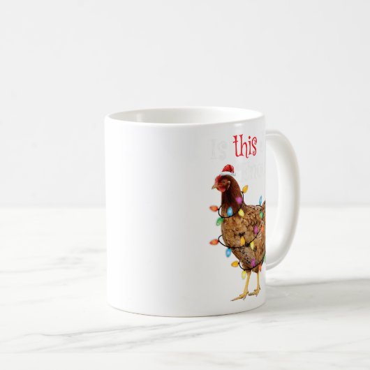 Christmas Chicken Shirt Women Men Kids Funny Santa Koffiemok (Voorkant rechts)