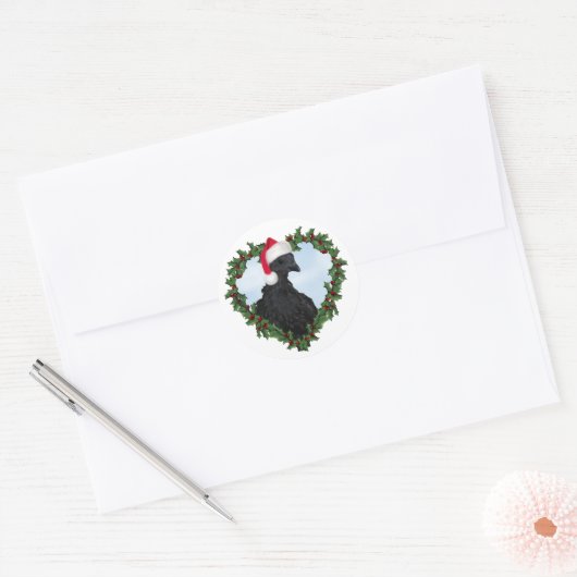 Christmas Chicken *  Svart Hona Ronde Sticker (Envelop)