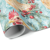 Christmas Chicken Waterverf Cadeaupapier (Rol Hoek)