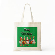Christmas Chickens Canvas tas