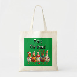 Christmas Chickens Canvas tas