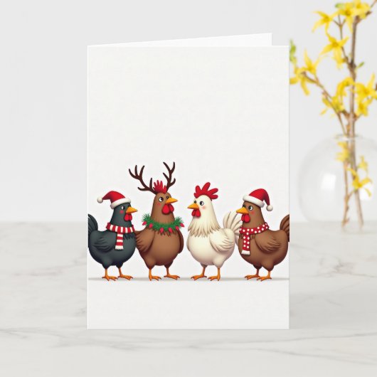 Christmas Chickens Card Kaart (Gele Bloem)