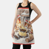 Christmas Chickens Roasting Chestnuts, Apron Schort (Insitu)