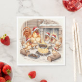Christmas Chickens Roasting Chestnuts, Napkins Servet (Insitu)