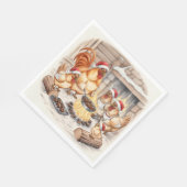 Christmas Chickens Roasting Chestnuts, Napkins Servet (Hoek)
