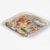 Christmas Chickens Roasting Chestnuts, Plates Papieren Bordje (Gebogen)