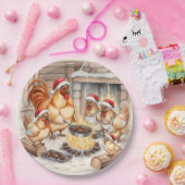 Christmas Chickens Roasting Chestnuts, Plates Papieren Bordje (Feest)