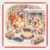 Christmas Chickens Roasting Chestnuts, Stickers (Voorkant)