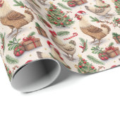 Christmas Chickens Wrapping Paper Cadeaupapier (Rol Hoek)