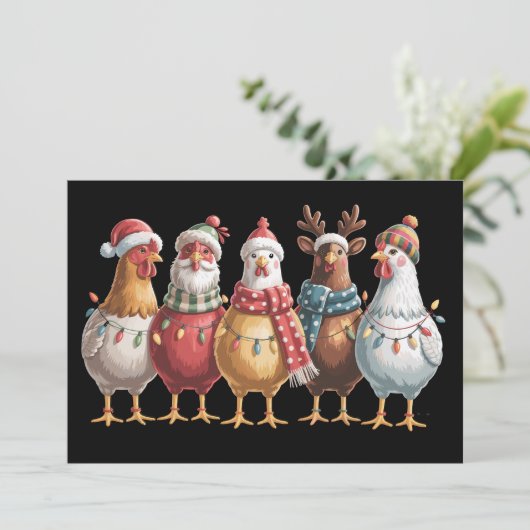 Christmas Chickens Xmas Chicken Gift Boerderij Lov Feestdagenkaart (Staand voorkant)