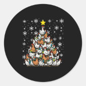 Christmas Chickens Xmas Tree Hens Farm Farmer Wome Ronde Sticker (Voorkant)