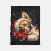 Christmas Chihuahua On A Long Sleeve Fleece Deken (Voorkant)