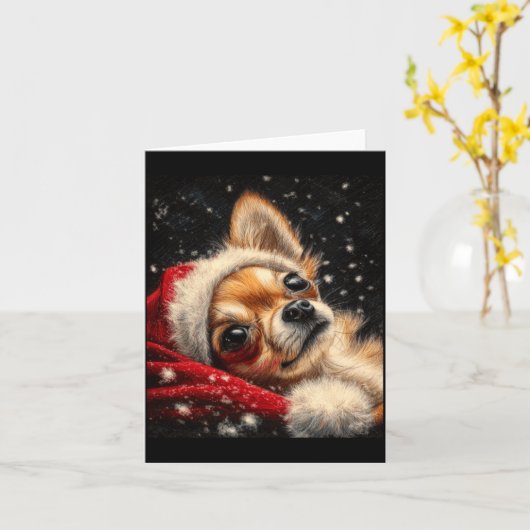 Christmas Chihuahua On A Long Sleeve  Kaart (Gele Bloem)