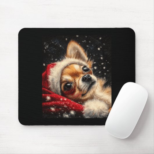 Christmas Chihuahua On A Long Sleeve Muismat (Met muis)