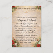 Christmas Child Jesus Catholic Funeral Memorial  Visitekaartje (Achterkant)