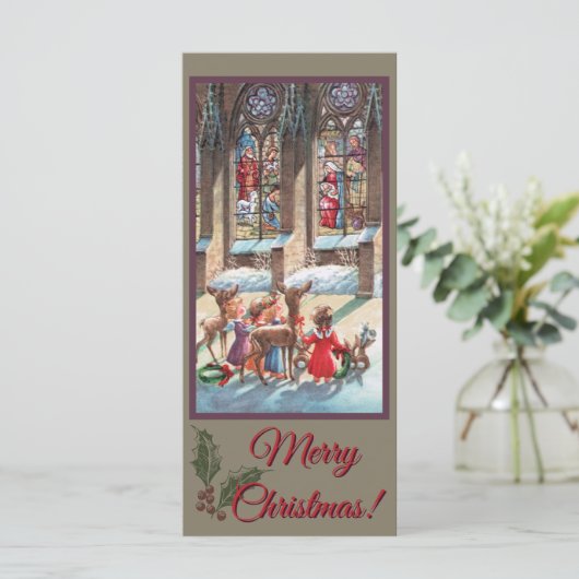 Christmas Children Nativity Photocard Kaart (Staand voorkant)