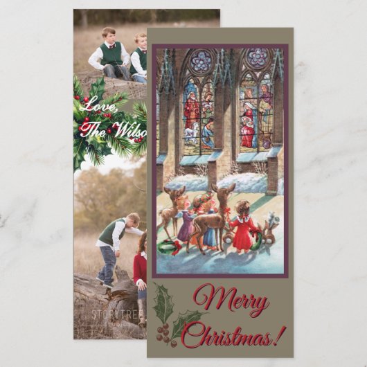 Christmas Children Nativity Photocard Kaart (Voorkant / Achterkant)