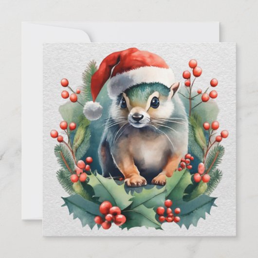 Christmas Chipmunk Wenskaart Feestdagenkaart (Voorkant)