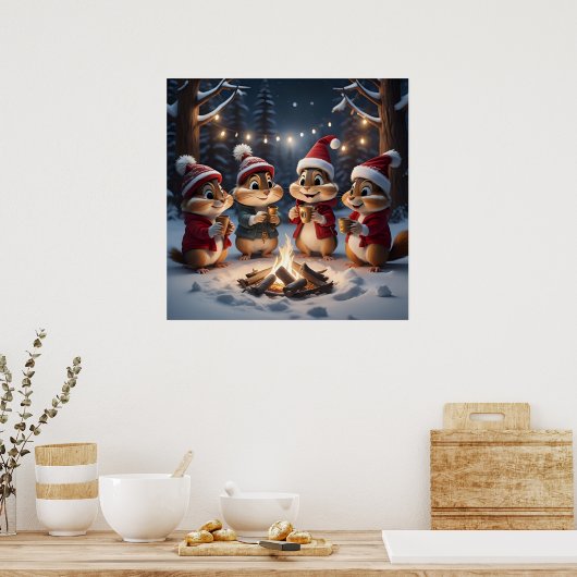 Christmas Chipmunks Poster (Keuken)