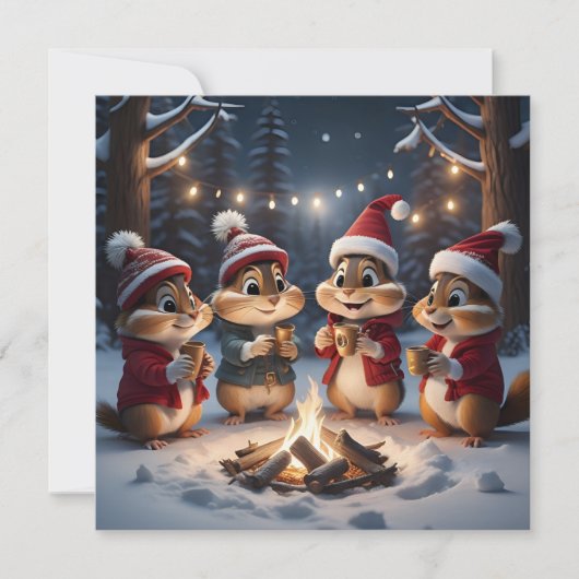 Christmas Chipmunks Wenskaart Feestdagenkaart (Voorkant)