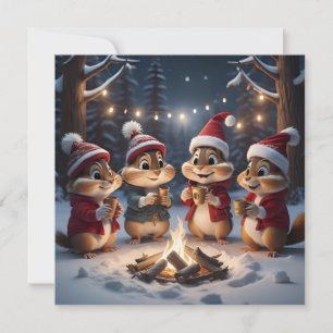 Christmas Chipmunks Wenskaart Feestdagenkaart
