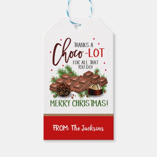 Christmas Chocolate Gift Label Cadeaulabel (Voorkant)
