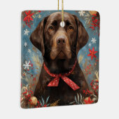 Christmas Chocolate Lab Hond Keramisch Ornament (Rechts)
