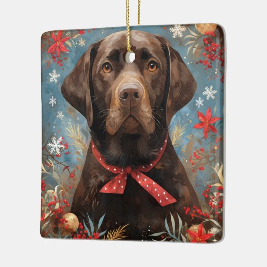 Christmas Chocolate Lab Hond Keramisch Ornament (Links)